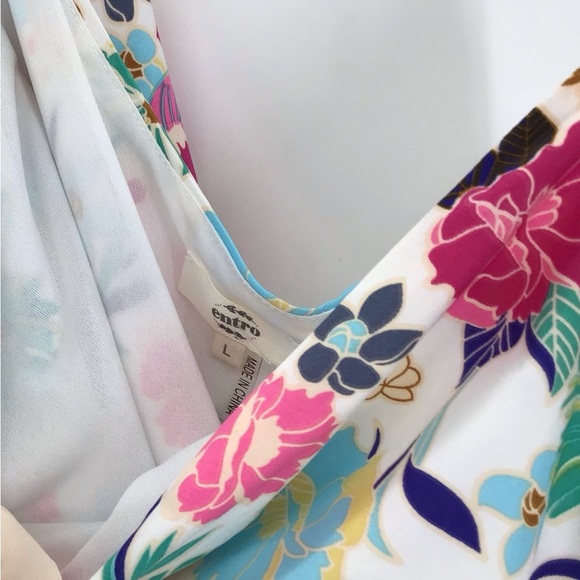 ENTRO Floral One Shoulder Bubble Sleeve Romper Summer Beach Casual Size L - Picture 6 of 8